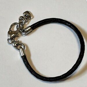 Brighton Black Baja Leather Bracelet Silver Clasp add charms or beads.